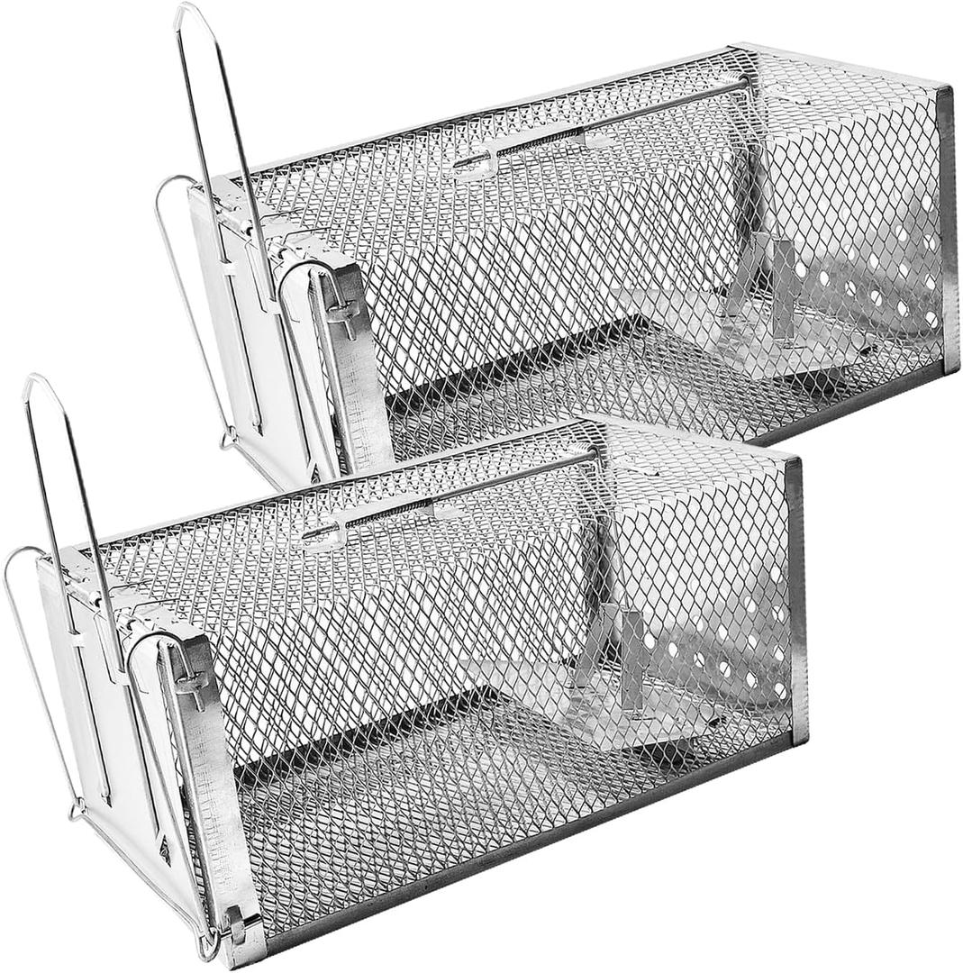 2-Pack Live Animal Traps, Humane Rat Traps for catching Hamsters, Chipmunks, Voles, Squirrels, and mice, Suitable for Both Indoor and Outdoor use