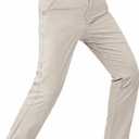 Rapoo Golf Pants Men Clasic Casual Work Stretch Elastic Waist Relaxed Slim Fit Mens Dress Pants32 Quick Dry Lightweight Waterproof Slacks Business Trousers Offwhite,34Wx32L (White)