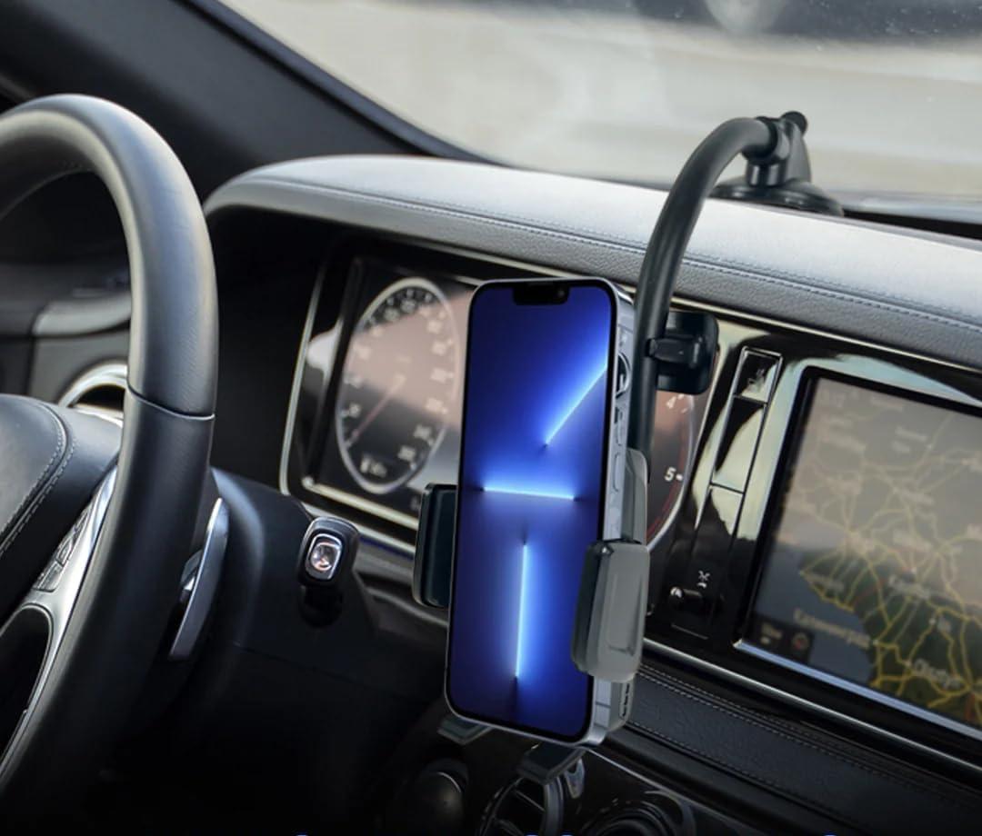 Fast Track USA Long Neck Anti Shake Cradle Car Phone Mount Holder for Windshield and Dashboard Smartphone Stand with Strong Suction Cup Compatible with Any Smartphone