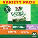 Greenies Veterinarian-Recommended Adult Natural Dental Dog Treats Petite Size, Fresh Flavor, Original Flavor, and Blueberry Flavor, (3) 12 oz. Packs, 60 Count