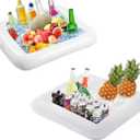 2PCS Inflatable Ice Serving Buffet Bar - BBQ Picnic Pool Party Supplies Buffet Salad Food & Drinks Tray for Party Picnic & Camping (23.6 inches)