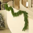 Norfolk Pine Garland Artificial Real Touch Green Thick Faux Norfolk Pine & Cryptomeria 6FT Greenery Christmas Decor for Mantle Fireplace Wall Table Railings Indoor Outdoor Xmas Decorations