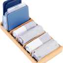 KitchenEdge Bamboo Kitchen Towel and Food-Storage Organizer, Perfect for Kitchen Drawers, Cabinets, Pantry, 5 Adjustable Wall Inserts, Organize & Store Plastic Food Containers