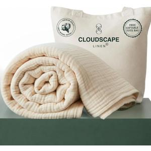 CLOUDSCAPE 4 Layer Muslin Blanket for Adults, 100% Cotton Blanket King Size, 92" x108'' Fits Upto Cal King Bed, All Season, Soft Lightweight, Breathable Layering Cotton Summer Blankets - Ivory