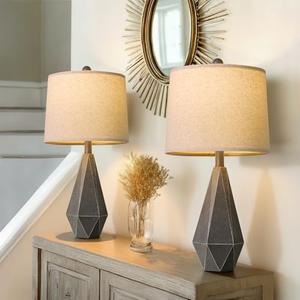 PoKat 23'' Table Lamps Set of 2 for Living Room Bedroom, Farmhouse Bedside Lamps, Resin Vintage Lamps for Night Stands, Office Sideboard Guest Room Hallway (Deep Gray)