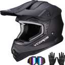 VCOROS Youth Kids Dirt Bike Helmets Motocross Street Offroad BMX MX ATV Dirtbike Motorcycle Helmet VS-905 with Goggles Gloves DOT Approved (Large, Matte Black)