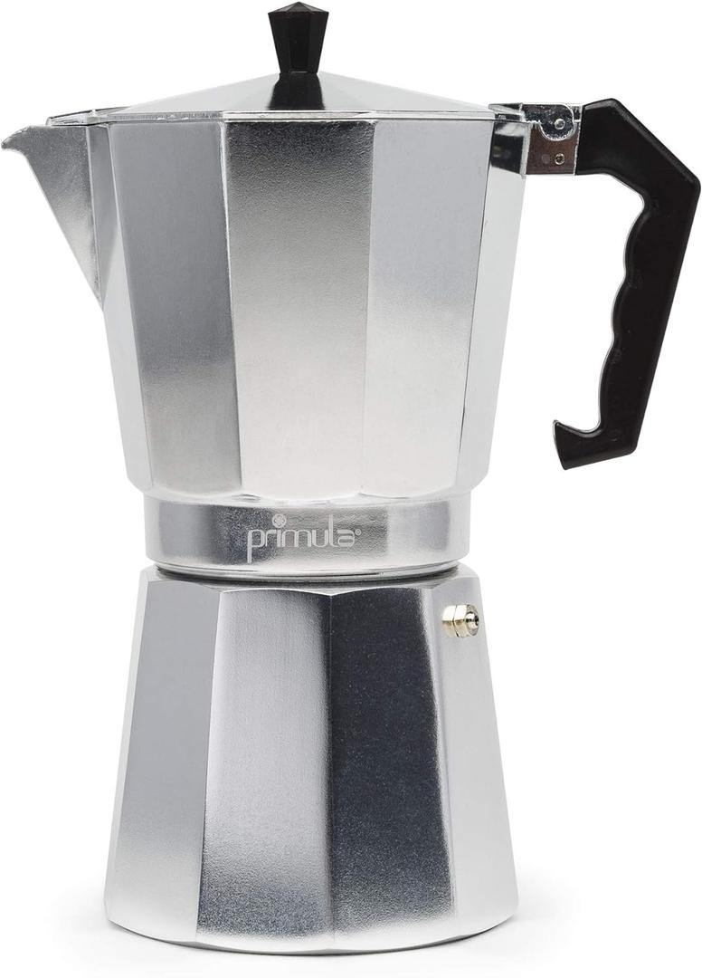 Primula Classic Stovetop Espresso and Coffee Maker, Moka Pot for Italian and Cuban Caf Brewing, Greca Coffee Maker, Cafeteras, 12 Espresso Cups, Silver