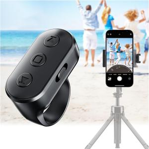 Wireless Phone Camera Remote Shutter with Zoom for iPhone Android, Bluetooth Phone Shutter Control with Front/Rear Camera Switch,Hands Free for Tiktok YouTube Photo & Video Recording Content Creator (Black)