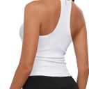 GEMBERA Womens Racerback Sleeveless V Neck Ribbed Knit Cotton Fitted Basic Cami Cropped Halter Tank Top Shirt