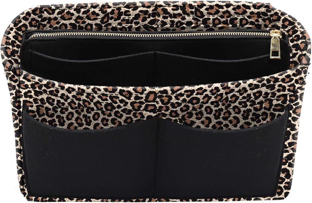LEXSION Felt Purse Bag Organizer Insert with zipper Bag Tote Shaper Fit Speedy Neverful PM MM (Medium)