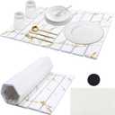 DOUBFIVSY Large Stone Dish Drying Mat for Kitchen Counter, 24"16" Collapsible Kitchen Dish Drying Mat, Absorbent Diatomaceous Earth Bath Mat Quick Dry for Dishes Bottles Cups (Gold, 24" x 16")