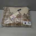 Dokotoo Winter Coats for Women Button Down Plaid Flannel Shirts Warm Sherpa Fleece Jacket Size XXL,Khaki