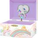Giggle & Honey Musical Jewelry Box for Girls - Kids Jewelry Box, Unicorn Toys for Girls 4-6, Unicorn Gifts