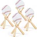Maitys Baseball Stand Holder for Display Wooden Baseball Holder Stand Mini Sports Balls Bats Display Centerpieces Table Decorations Accessories for Friends Sports Lover Gifts