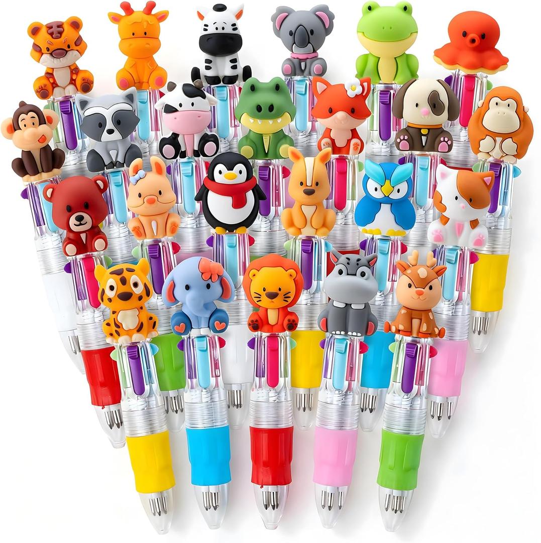 Cute Safari Animals Cartoon Gel Black Ink Pens, Random Kawaii Writing Pens, Assorted Styles Pens for School Office Home Student Kids Present (1count(pack of 48), Multicolor)