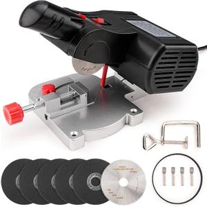 Mini Miter Cut-Off Chop Saw for Metal Cutting, Arrow Shafts, Wood Crafts, Hobby Miniature Model Making, Small Electric Table Saw Tool, 223/5.56 Brass, Cuts Max. 1/2" High x 1/2" Wide