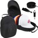 Hat Travel Case, Hard Hat Carrier Organizer with Clip & Glasses Storage, Holds 6 Baseball Caps for Home/Travel - Black