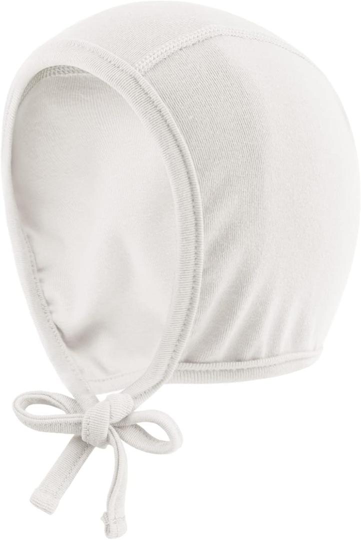 JANGANNSA Newborn Baby Hospital Hat Infant Set Head Cap Lovely Ears Belt Beanie 0-6Months (White)
