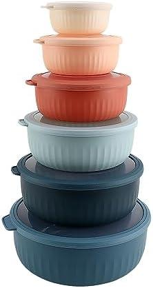 Prep Bowls with Lids- Wide and Deep Nesting Plastic Small Mixing Bowl Set with Lids, 6Piece Set - Wide Bowls, Multicolor