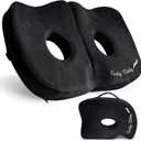 Cushy Tushy Seat Cushion | Premium Foldable Sit Bone Cushion for Pressure Relief, Hip, Hamstrings & Sciatica Comfort | Butt Pillow | Ergonomic Ischial Tuberosity Support for Home, Office & Driving (Black)