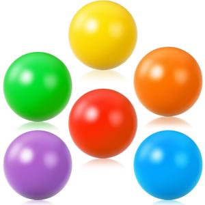 Civaner 6 Pieces Multi Colored Plastic Replacement Balls Small Bulldozer Popper Toy Balls 1.75 Inch Soft Crush Proof Air Filled Ocean Ball for Toddlers (Vibrant)