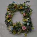 Sggvecsy 20 Inch Easter Wreath Spring Wreath Artificial Flower Wreath with Colorful Eggs Hydrangea Daisies Eucalyptus Leaves for Front Door Easter Summer Farmhouse Holiday Wall Home Window Decor