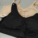 Fruit of the Loom Women's 2-Pack Shirred Front Sport Bra – Removable Pads for Customizable Support Size 42