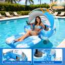 GIGIGO Motorized Pool Float for Adults, Rechargeable Electric Lounger | Rechargeable, Inflatable Lounger, Dual Power System, 360° Steering, Adult Size, Pool Toys for Lake, River, Party, Vacation, 71"×45"×22"