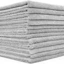 The Rag Company - All-Purpose Microfiber Terry Cleaning Towels - Commercial Grade, Highly Absorbent, Lint-Free, Streak-Free, Kitchens, Bathrooms, Offices, 300gsm, 14in x 14in, Ice Grey (12-Pack)