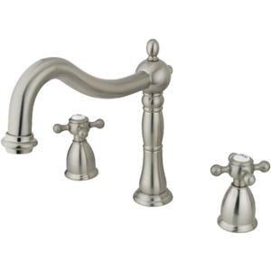 Kingston Brass KS1348BX Heritage Roman Tub Filler with Metal Cross Handle, Brushed Nickel