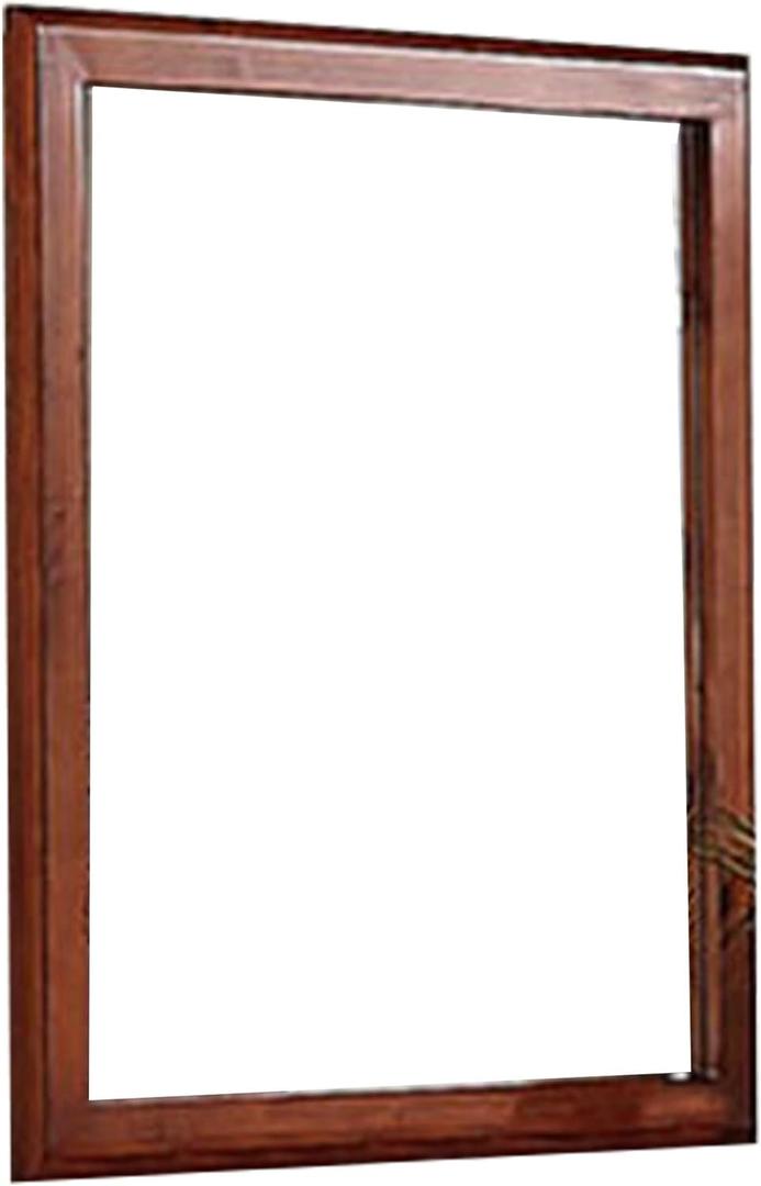 Benjara 36 Inches Rectangular Wood Encased Mirror, Brown