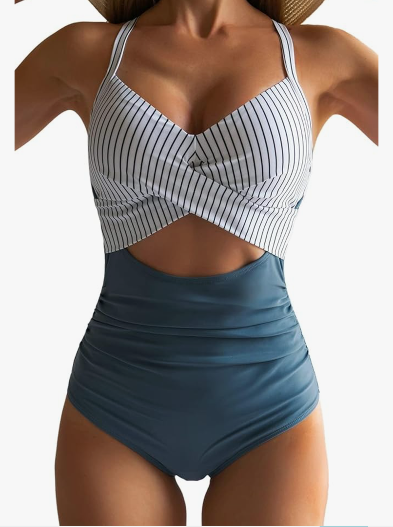 Eomenie Women's One Piece Swimsuits Tummy Control Cutout High Waisted Bathing Suit Wrap Tie Back 1 Piece Swimsuit XL