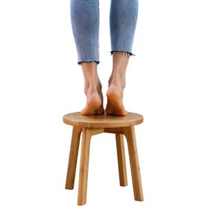 GOBAM Bamboo Step Stool, 11.8 inches - Portable Wooden Stool for Adults, Kids, Kitchen, Bathroom, Bedroom, Toy Room - 300 lbs Capacity