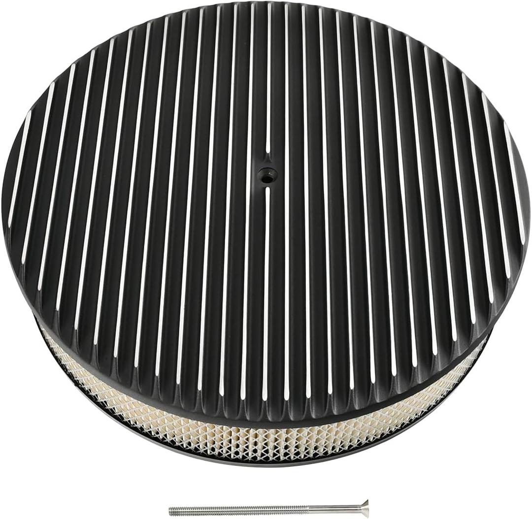 14 x 3 Inch Round Black Air Cleaner Kit Fully Finned Top