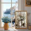 FWAHREN Modern Farmhouse Daisy Wildflower Framed Canvas Wall Art, Vintage Rustic Floral Pictures Paintings Artwork Wall Decor for Living Room Bedroom Bathroom Kitchen Home Office Decoration, 16x24in