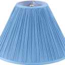 Aspen Creative 33029, Hardback Empire Transitional Spider Lamp Shade, Mushroom Pleated Little Boy Blue Faux Silk Fabric, 7" Top x 18" Bottom x 13" Slant Height