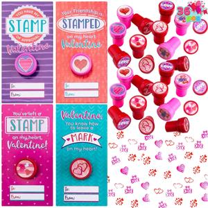 JOYIN 36 pack Valentines Day Gift Cards with Gift Valentine Stampers for Classroom Exchange Prizes Party Favor Toys