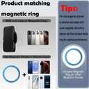 Strong Magnetic Phone Belt Clip with Safety Strap for MagSafe, Hands-Free Phone Holder Mount Compatible with iPhone Samsung Google Moto for Hiking Travel Backpack Outdoor Tactical Gear EYJ