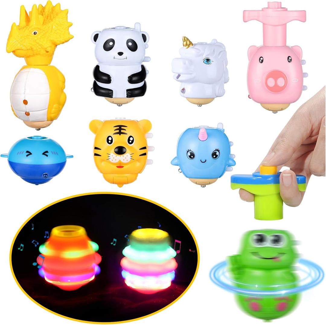 SCIONE 10 Pcs LED Light Up Spinning Tops, Birthday Party Favors Goodie Bags Stuffers for Kids, Christmas Stocking Gift