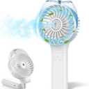 MORECORE Portable Misting Fan, 180 Foldable Handheld Personal Fan with Mist Spray, 3 Adjustable Wind Speeds, USB Rechargeable for Travel Outdoors Makeup Camping Home Office (White)