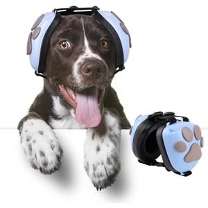 Upgraded Dog Ear Muffs for Noise Protection - 22dB NRR Noise Cancelling Headphones with Dog Paw Design, Calming Earmuffs for Thunder, Fireworks & Hunting (XL, Light Blue-Gray)