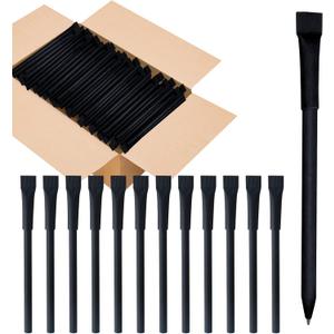 100pcs Kraft Paper Barrel Writing Pen Eco-Friendly Pens Cardboard Pens Black