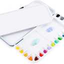 Transon Watercolor Palette Folding with Lid 18wells 2 Mixing Areas and 1 Large Mixing Tray Also for Gouache Acrylic Paint Palette Yellow Color