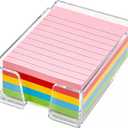 Acrylic Sticky Note Holder with Pen Slot Clear Sticky Note Dispenser for 4x6 Inch Notes Post It Holder for Desk Organizer School Home Office Supplies