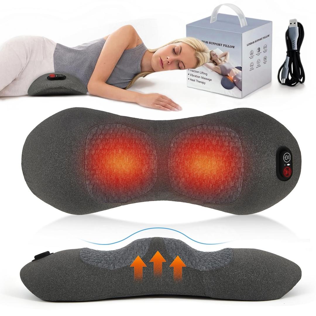 Triple Fusion Back Massager with Heat - Sciatica Pain Relief & Spine Decompression Device, Deep Tissue Massager for Lower Back Pain, Office Chair and Home Use for Chronic Sufferers