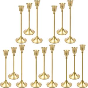 Candle Holders Gold Taper Candle Holders in Bulk, 5 Sets Metal Taper Candle Holders for Home Decoration, Proposal,Wedding, Dinning, Party, Anniversary/2244