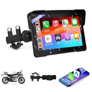 SOCAENS 7Inch Motorcycle Carplay, GPS Navigation System with Apple CarPlay & Android Auto, Waterproof Touchscreen, IP67 Waterproof for Motorbike, Support Dual Bluetooth, Siri, Google Assistant