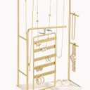 Lolalet Jewelry Organizer Stand, No Assembly Needed Display Storage with Rotating Earring Holder for Necklace Bracelet Rings, Galentines Valentines Gifts Room Dorm Decor for Women Girls -Gold