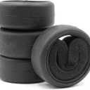 hobbysoul 4pcs RC 1/10 On Road Slick Tire Rubber Tyre Fit for 1:10 Touring Drift Car Wheel Rim