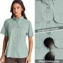 Womens Safari Hiking Sun Shirts Sun Protection Quick Dry Short Sleeve Button Shirts (Green, S)